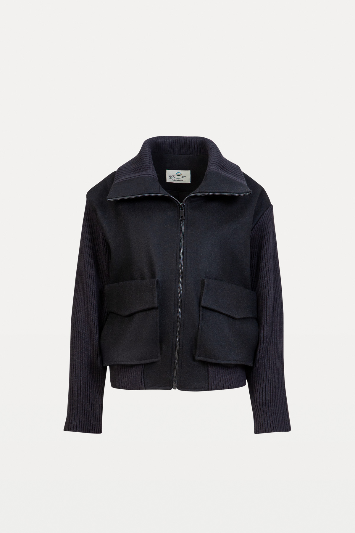Wool and Knitted Bomber Jacket