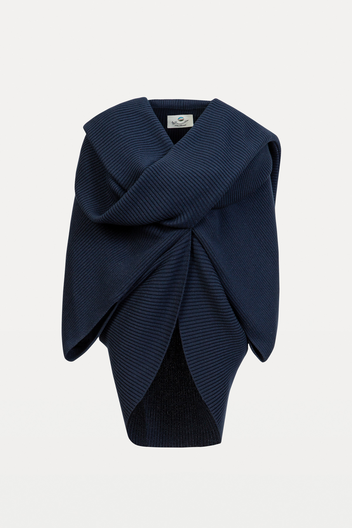 Navy-Blue Knitted long Shawl Jacket