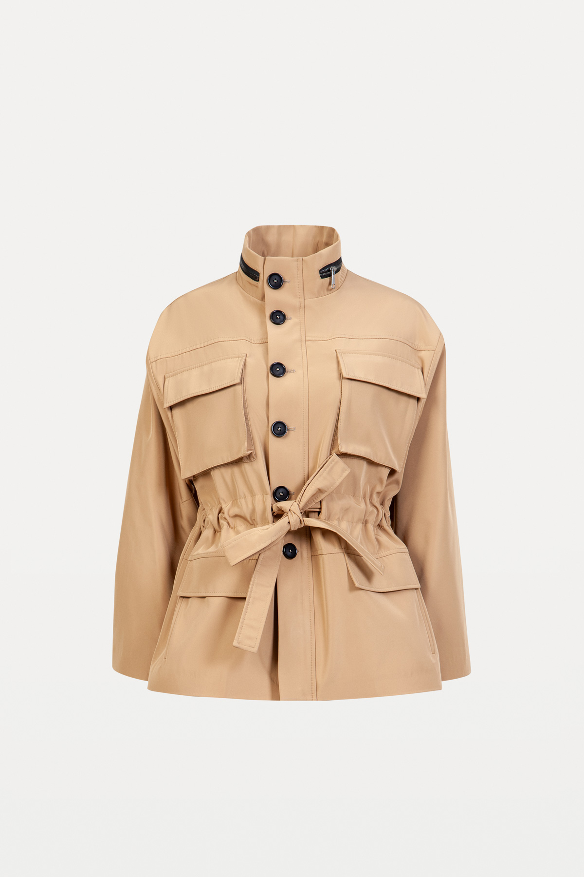 Honey-Beige Short Raincoat