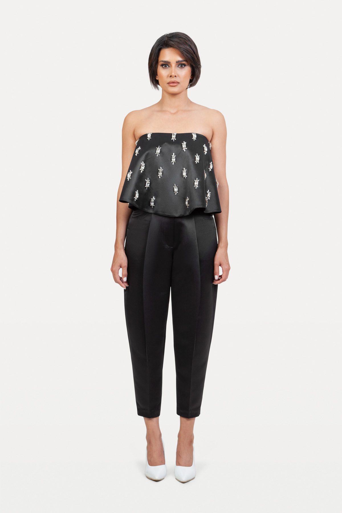 Crop Top with big crystal decorations