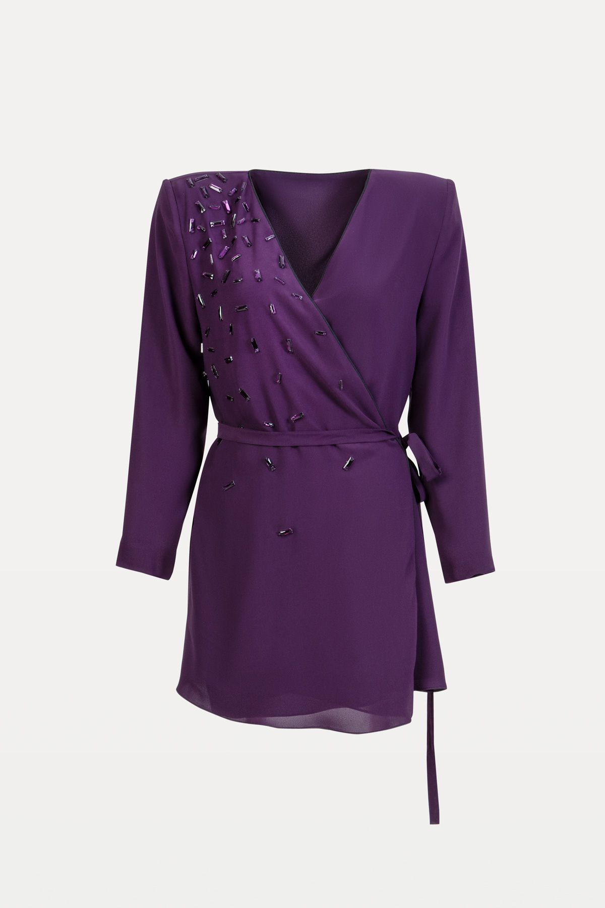 Short Wrap Dress with handcrafted decoration