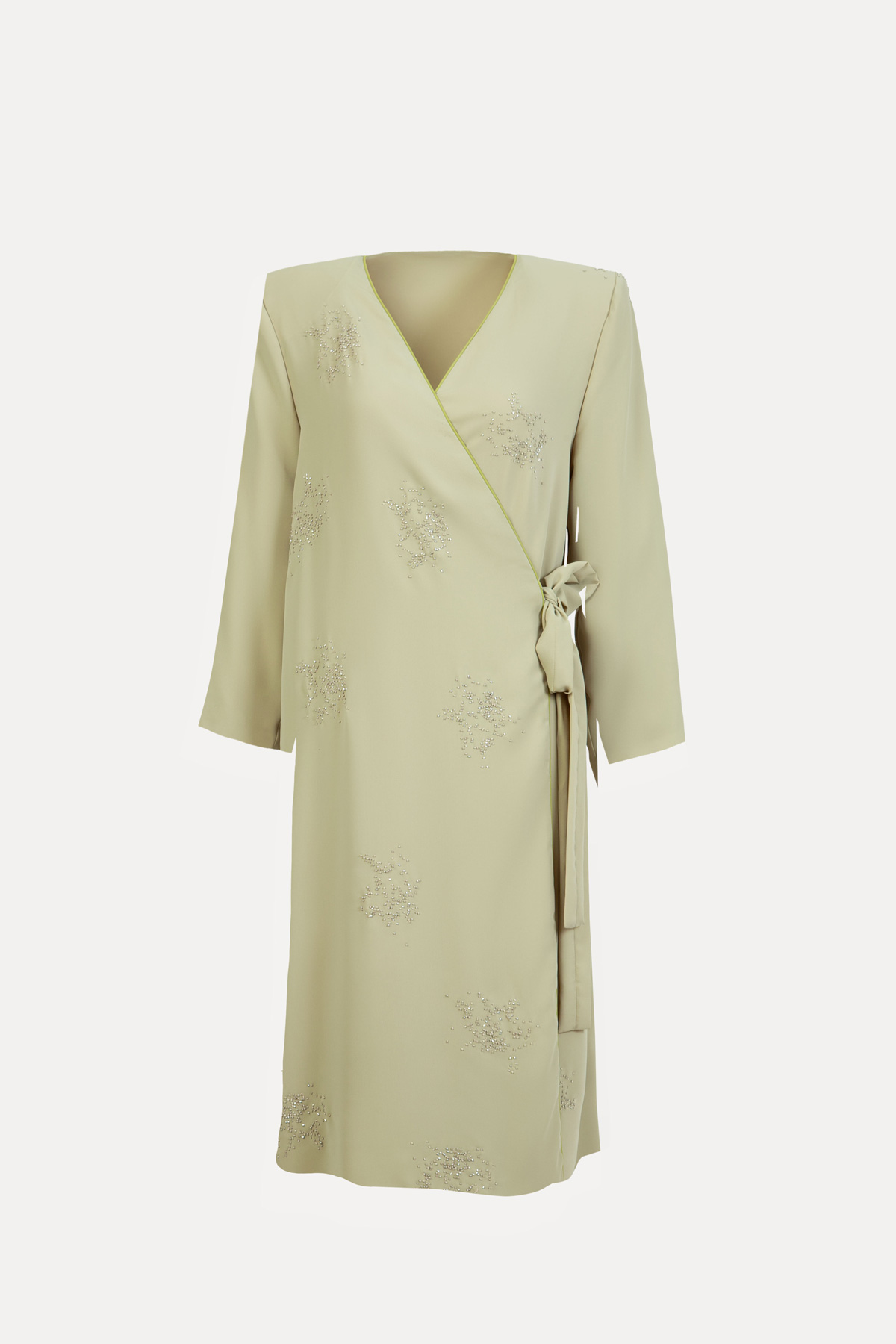 Midi Wrap Dress with handcrafted  decorations