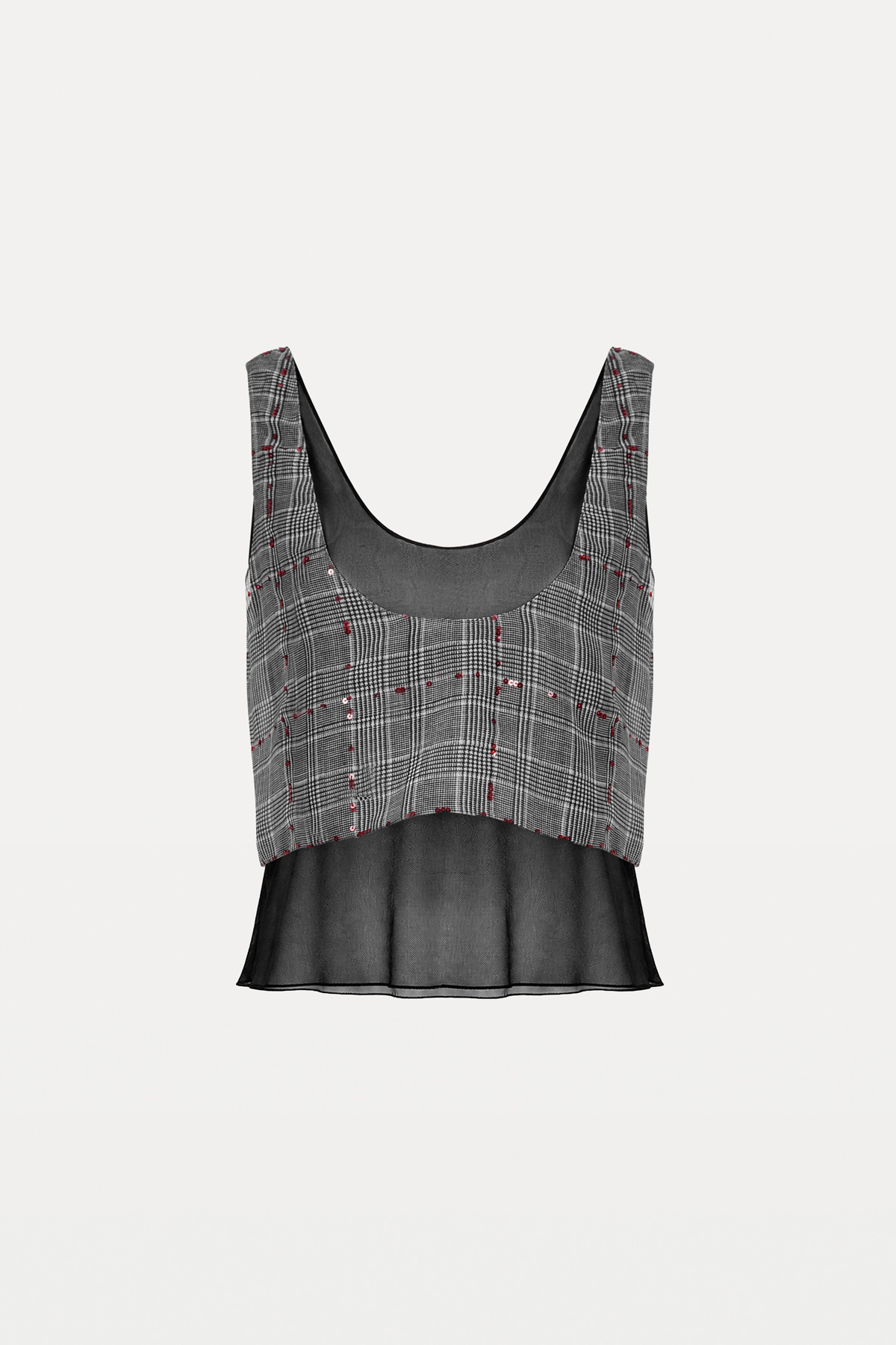 Glen Plaid Sequin Top